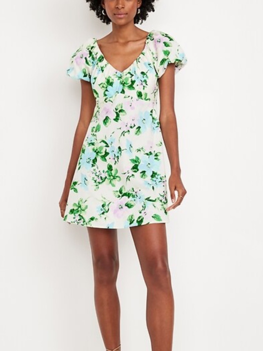 Floral Puff Sleeve Mini Dress